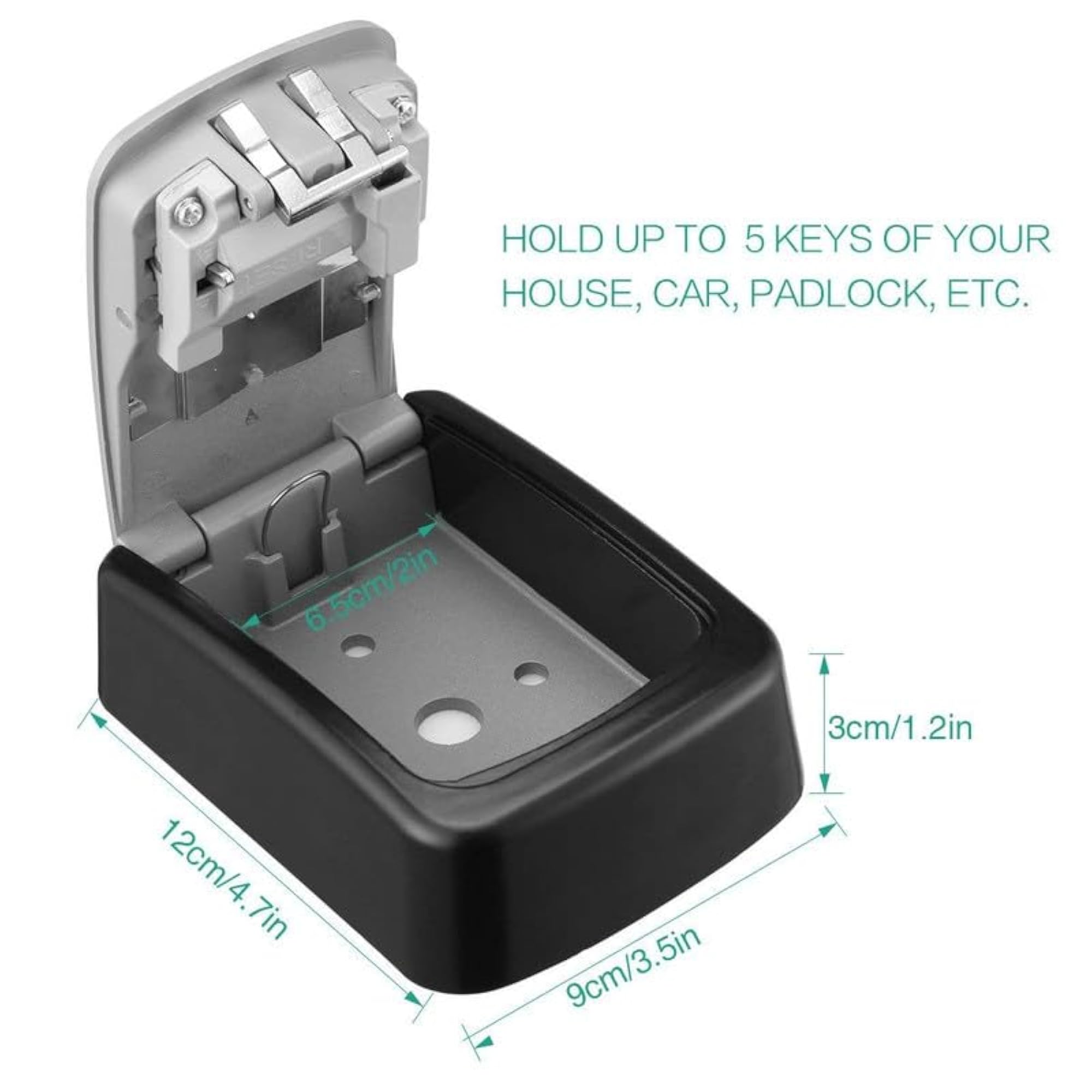 Strong Metal Key Lock Box with 4 Digit Combination Code