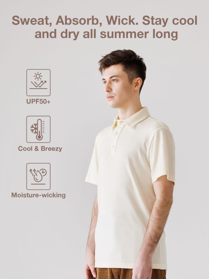 Men's 100% Merino Wool Polo Shirt Short Sleeve Moisture Wicking Base Layer Top3