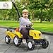 Aosom Kids Ride on Farm Tractor, Manual Pedal Ride on Car with Back Storage Trailer, Shovel & Rake, Horn for Age 3 Years Old, Yellow