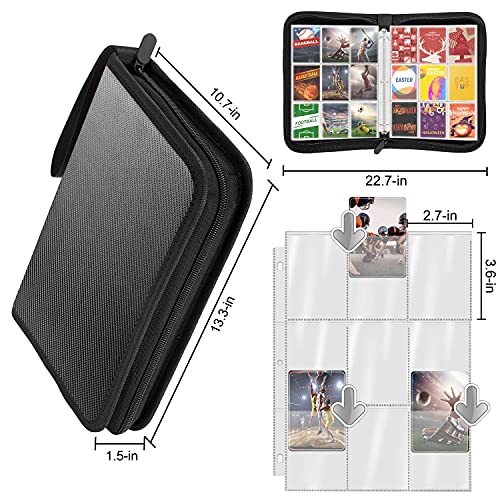 POKONBOY 648 Pockets Baseball Card Sleeves Compatible with Pokemon Trading Cards, Carrying Case Fit for Pokemon Binder Card Holder Set Perfect for Skylanders, Top Trumps and Sports Card - Thumbnail 2