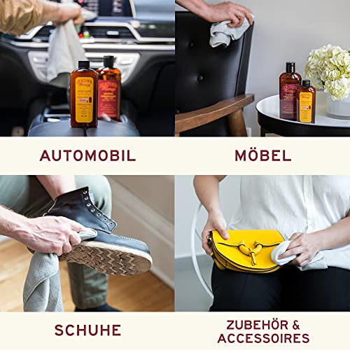 LEATHER Honey Lederpflegemittel - Premium Lederpflege seit 1968 für die Anwendung auf Lederbekleidung, Lederwaren Möbel, Autoinnenausstattung, Schuhe, Taschen, Accessoires
