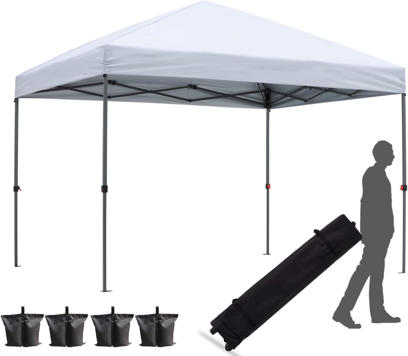 HLong 10x10 Pop-Up Canopy Tent with One-Push-Setup for Events Market Festival, White