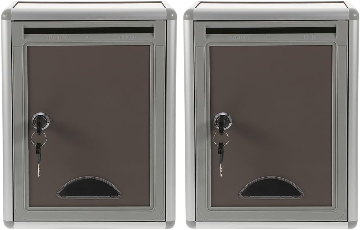 2 Pcs Metal Wall Mount Mailbox with Lock, Wall-Mounted Mail Box for Home and Office, Secure Wall Mailbox Suitable for Residential and Business Use