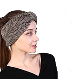 Winter Woolen Headband for Women and Girls Knitted Bow Hair Band for Spa Casual Ear Warmer Earmuff (D-Grey)