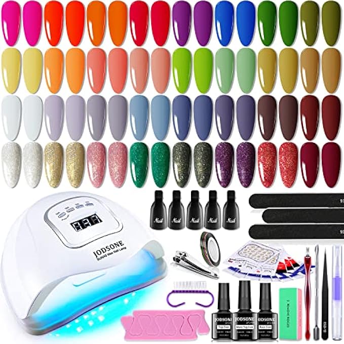 JODSONE Gel Nail Polish Kit with UV Light 32 Colors Gel Polish Kit with 150W LED Nail Lamp Starter Gel Nail Set Manicure Profession Salon Nail kit Tools