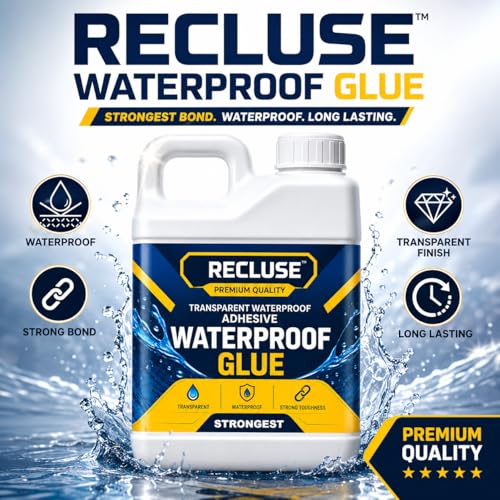 Image of RECLUSE Heavy Duty Transparent Waterproof Glue 5Kg - Industrial Strength Fast Bond Adhesive for Multi Surface Applications Wall Crack Sealer,Tile & Concrete Bonding,Glue For Indoor & Outdoor Use