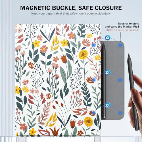 Image of MoKo Case for Remarkable 2 Tablet 10.3 inch with Pen Holder, Flowers | Ultra-Thin, Back Magnetic Design, Smart Folio Cover