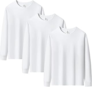 [AYISTELU] ロンT 3枚組 長袖 Tシャツ ロングスリーブ 綿100 肉厚生地 吸汗速乾 インナー リブ袖口 カジュアル 服 秋 冬 春