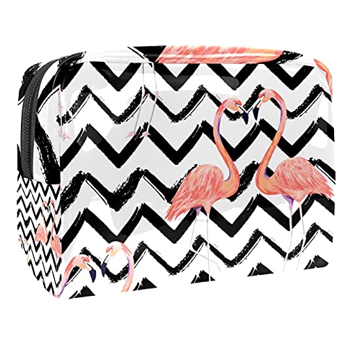 Trousse de maquillage motif flamant rose - Idée cadeau vanity portable pour femme