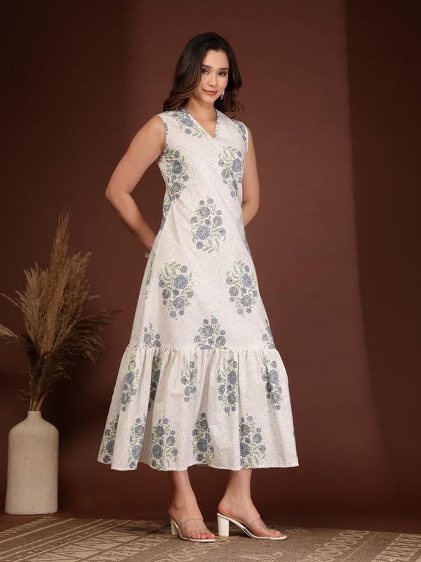 Image of Daevish New Rayon Floral Printed Flared Maxi Dress for Women | Women Maxi Dress