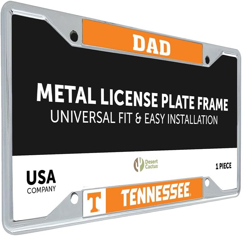 Desert Cactus University of Tennessee Car Accessories Volunteers Metal License Plate Frame and Tag Holder for Front or Rear of Car (Mom)