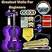 Crafteem 4/4 Full Size Fiddle Purple Colored Premium Violin Outfit for Beginners Adults Kids With 5 Color Fingering Tape- Handcrafted Student Beginner Violin. (Purple, 4/4 Full)