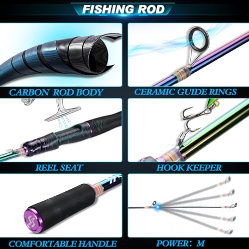 Canne à pêche rotative 1,8 m portable légère équipement eau douce eau salée - 5
