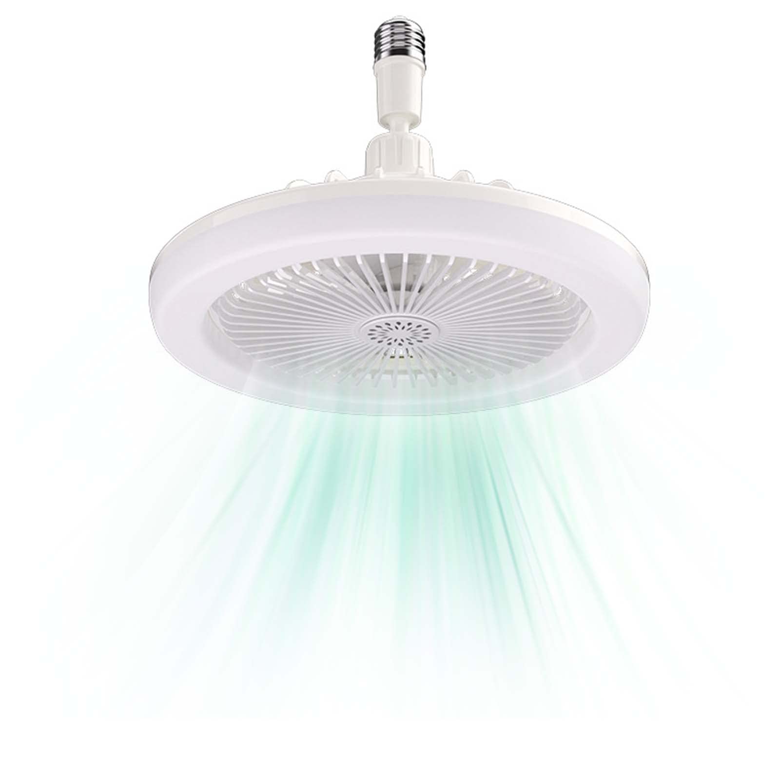 E27 Ceiling Fan with Lights, Enclosed Low Profile Fan Light, Ceiling Light with Fan, Hidden Electric Fan Gimbal Lamp Holder, Summer Gift for Family (White)