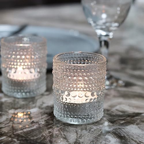 Clear Votive Candle Holders Set 24 PCS Hobnail Glass Tealight Candle Holders for Spring Decor, Easter, Weddings, Birthday Table Centerpiece Decorations by WDHODEC - Image 3