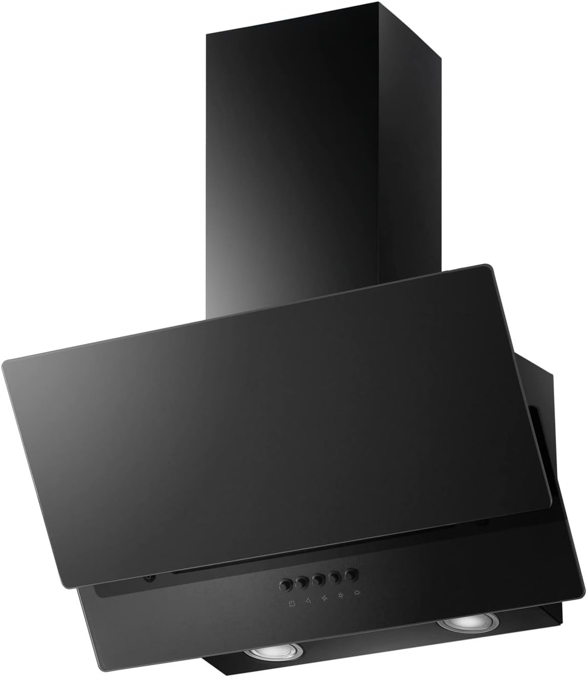 60cm Sloping Black Glass Chimney Cooker Hood - 5 Year Warranty