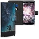 kwmobile Carcasa Compatible con LG K11 / K11+ / K10 (2018) - Funda de Cuero sintético con árbol y Estrellas - Case con Tarjetero
