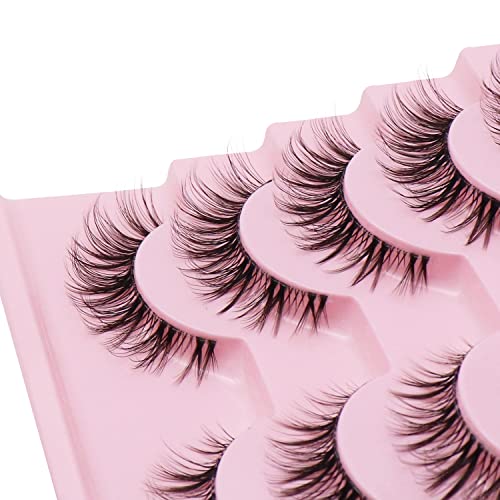 Veleasha False Lashes With Clear Band Fox Eye Lashes 3D Natural Look Fake Eyelashes 10 Pairs Multipack Demi Wispies Lightweight False Eyelashes For Eye Makeup | F809 #TOP3