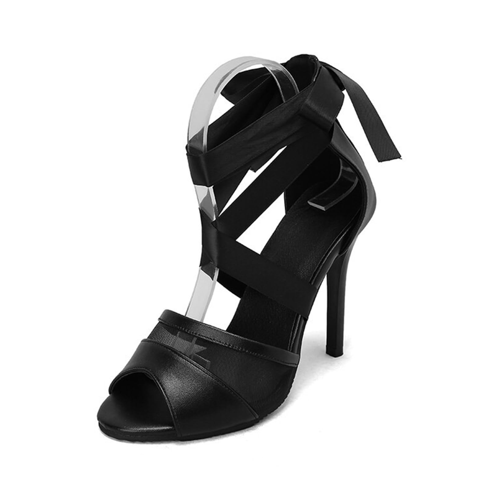 Sandali con Tacco a Spillo da Donna in Mesh da 10CM, con Allacciatura Avvolgente e Punta Aperta