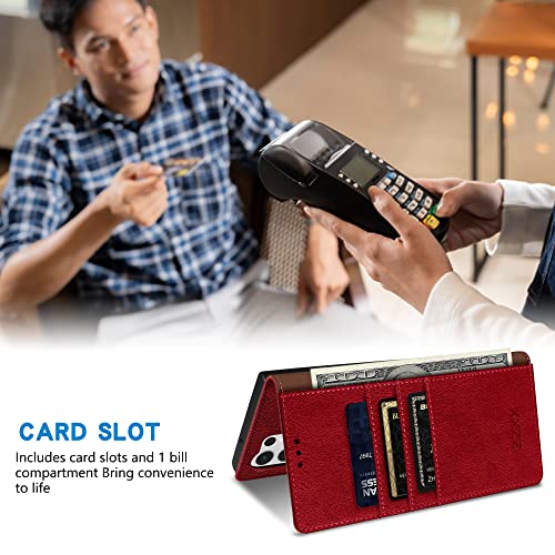 Image of ZZXX for Galaxy S23 Ultra Wallet Case Strong Magnetic 6.8 inch,Red