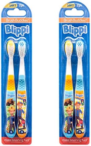 Brush Buddies Travel Toothbrush Toothpaste Kit for Children, boy, Girls - 2pack (Blippi - Pack of 2)
