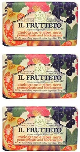 Saponeria Nesti Firenze: "Melograno e ribes nero Nourishing Soap with Active Ingredient, Il Frutteto Line * 8.8 Ounces (250g) Packages (Pack of 3) * [ Italian Import ]