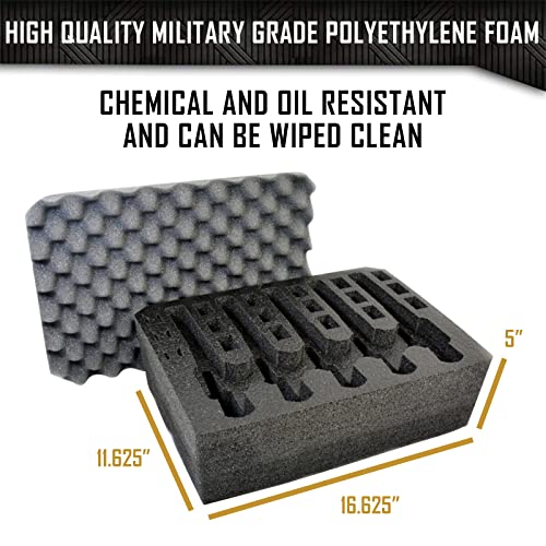 5 Pistol 18 Magazine Storage Foam Insert For V300 Vault Case By Pelican | 2 Piece Set Pre-Cut Military Grade Polyethylene Foam Base Insert And Lid Liner (Case Not Included) #TOP1