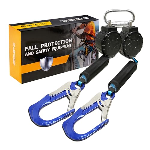 UIANSP 6ft Self Retracting Lifeline Retractable Fall Arrest Construction Roofing/Fall Protection Retractable Safety Lanyard External Shock Absorber Fall Arrest Safety
