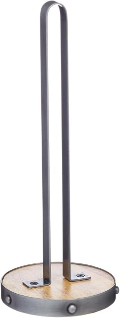 KitchenCraft Industrial Kitchen Metal / Wooden Kitchen Roll Holder, 31 cm (12")