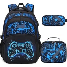 DIGOBAY Boys Backpack for School, 3PCS Cool Luminous Gamer Backpack for Boys with Lunch Box Pencil Case, Kids Backpacks Bookbag for Teen Boy Elementary Middle High School with USB Charging Port
