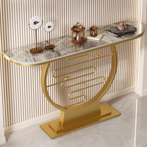 Generico Elegante consolle Stretta con Base semicircolare in Metallo, Moderno tavolino d'appoggio per l'ingresso, Facile da Montare per arredare Il corridoio, Mobile di Stile per Interni.