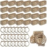 Conelist 24 Pcs Western Themed Party Decorations 12 Mini Decorative Hay Bales with 12 Twisted Hemp Rope for Cowboy Table Centerpieces Horse Rodeo Fall Harvest Craft, 1.2 x 2.6 x 1.2 Inch Each
