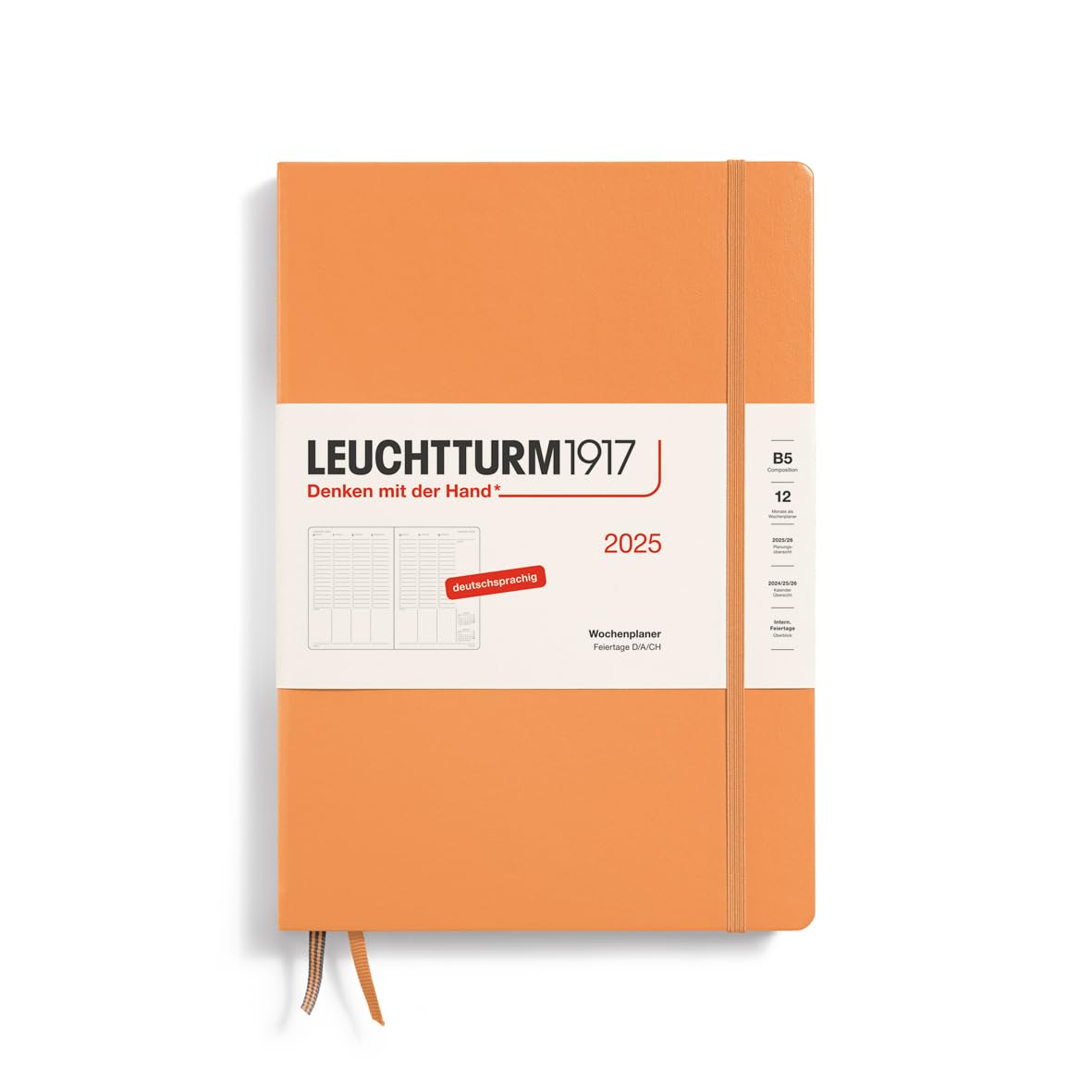 LEUCHTTURM1917 370583 Weekly Planner Composition (B5) 2025, Apricot, German