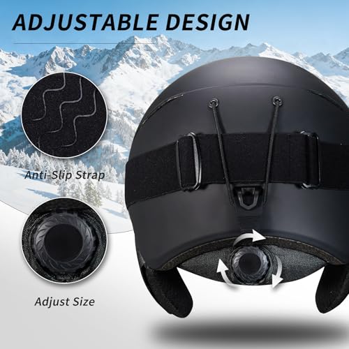 Casco Da Sci Casco Sci Per Uomo Donna Con Cuscinetti Auricolari Rimovibili Ventilazione Uv Ski Helmet Per Ski Ciclismo Sport Invernali (Nero Opaco, L) - 2