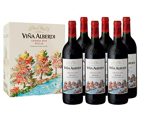Viña Alberdi - Vino Tinto D.O.C Rioja Alta Crianza Tempranillo - Pack Estuche 6 Botellas de 75 cl