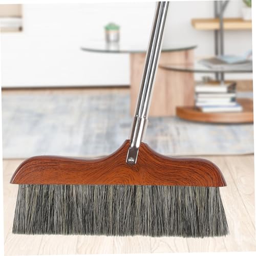 CIYODO Roter Holzbesen mit Schwarzem Schweineborstenkopf Edelstahl Stiel Weiche Borsten Antistatisch Langstieliger Haushaltsbesen für Vielseitige Bodenreinigung Innen und Außen – Bild 4