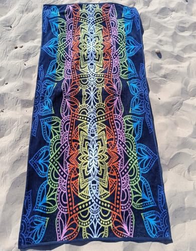 DHESTIA HOME - Toalla de Playa Grande Terciopelo 100% Algodón de 90x190 cm Mandala Bankot Color Único Talla 90x190 cm