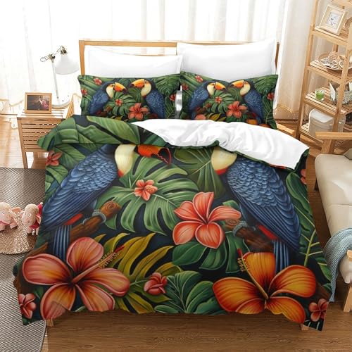 Housse de couette oiseaux 3D grand format 260x220 fermeture éclair lit - 2
