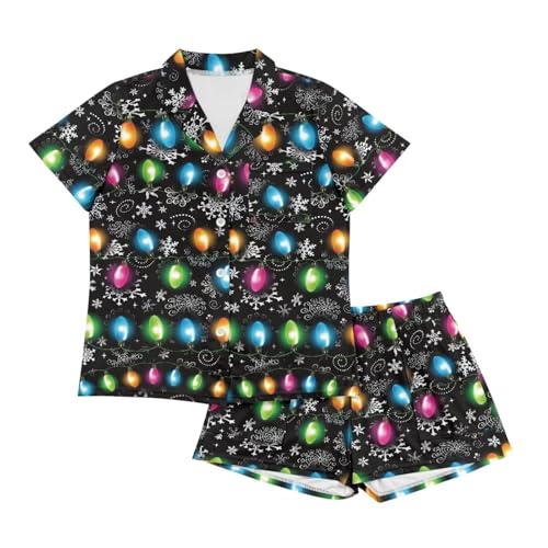 Image of Women's Short Sleeve Sleepwear Pajamas Nightwear with Pockets | Premium Polyester Fabric Ultra Soft Lightweight Breathable Touch, Wrinkle Resistant, All Day Cozy Wear for Daily Sleep