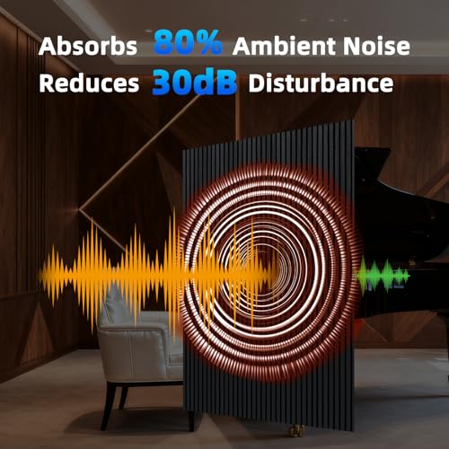 Image of Art3d 94 x 12.6 in, Acoustic Lightweight Slat Wood Wall Panels, Matte Black
