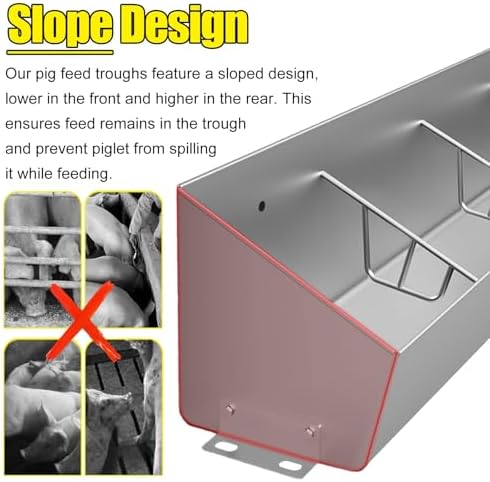 Heavy Duty Pig Feeders for Outdoor/Indoor Use, 3ft 4ft 6ft Long Hog Troughs for 5-10 Pigs, Durable Livestock Feeding Troughs for Swine Farms & Chicken Coops (1m/3.3ft 5bit)