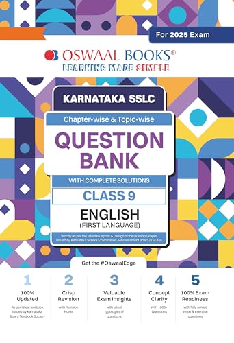 Image of Oswaal Karnataka SSLC Question Bank Class 9 English 1st Language Book | Chapter-wise & Topic-wise | With Complete Solutions | For Board Exams 2025