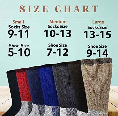 Merino Wool Thermal Socks Men and Women - Warm Hiking Socks Hunting Skiing Outdoor Winter Sports Crew Socks 6 Pairs2