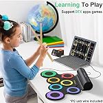 ROCKSOCKI Electric Drum Set, 7 Drum Practice Pad, Roll-up Drum Pad Machine with Headphone Built-in Speaker Drum Sticks Foot Pedals 10 Hours Playtime, Great Holiday Xmas Birthday Gift for Kids