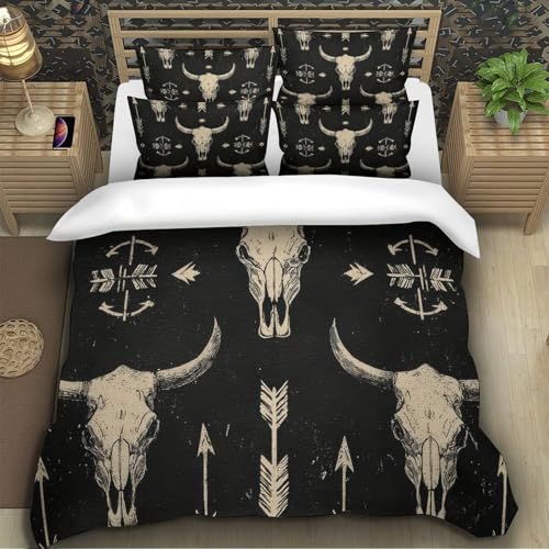 Housse de couette design crâne de taureau de qualité supérieure en 3D - 5