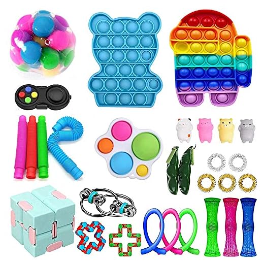 Fidget leksaksset, 30 pack Doraler sensoriska leksaker paket billiga för barn vuxna, stresslindring och anti-ångestverktyg, fidgetlåda med push pop och mer fidget leksaker som lindrar
