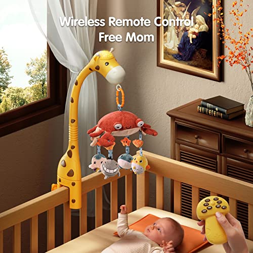 Tumama Baby Crib Mobile,3 In 1 Crib Toys With Remote Control,Projection Night Light, Music And White Noise, Mute Spin Motor Nursery Sensory Toys For Infant 0 3 6 9 Month Newborn Xmas Gift #TOP1