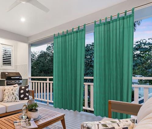 Image of HDPE Fabric 85-90% Sun Blockage & UV Protection Detachable Tab Top Balcony & Outdoor Curtains Temperature Reducing for Window&Door Curtains(GreenBlack Color 4.5X9 Feet) Pack of 2 Piece