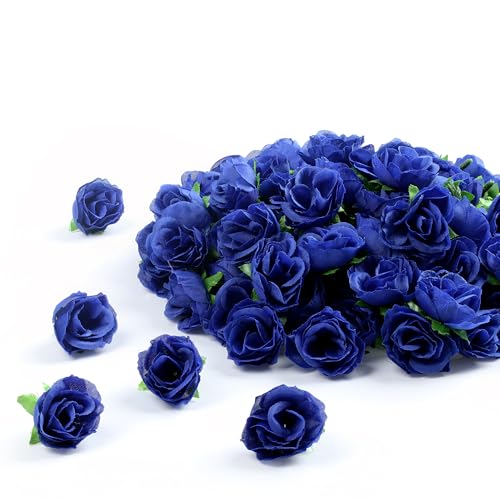 SITUMEIZI 100Pcs Mini Fake Blue Rose Heads