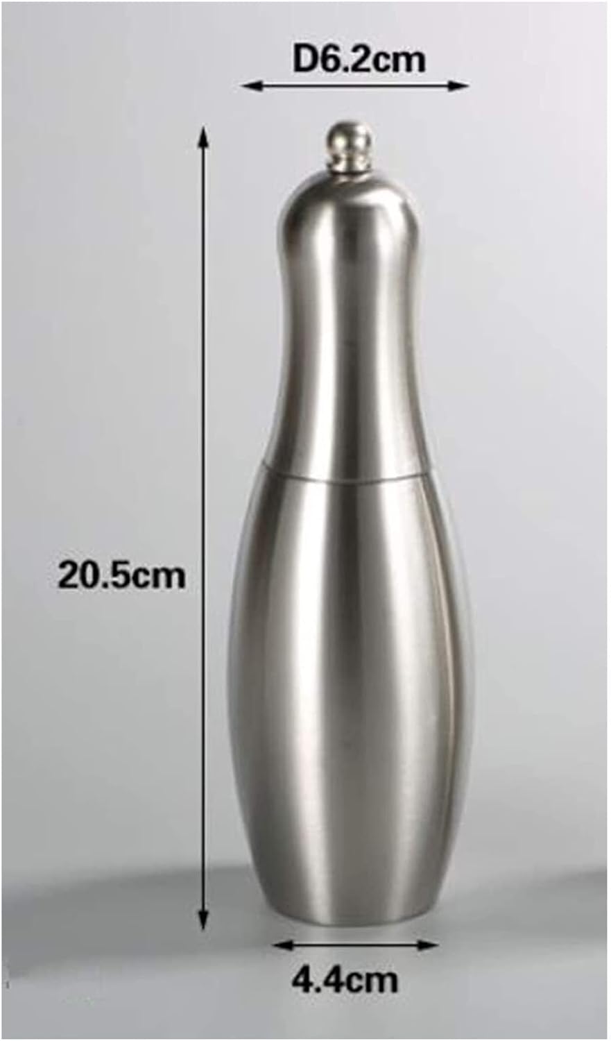 Refillable Pepper Mill Salt And Pepper Grinder，Refillable Stainless Steel Shakers With Adjustable Coarse Mills Salt Peppercorn Shakers, 20.5*4.4cm, Silver